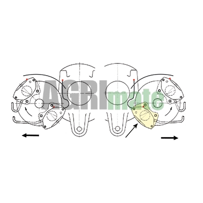 Technical drawing for BRAKE CALIPER
LOWER RIGHT – INLET OIL DOWN 3 BRAKE BLEED