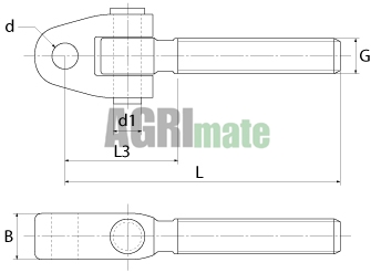 Technical drawing for FORK HEAD WITH THREADED ROD
M36 x 3.0 / LH – Ø 31.8 mm – L = 275 mm