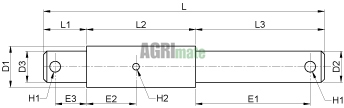 Technical drawing for DOUBLE IMPLEMENT MOUNTING PIN
Ø 19/25/19 mm – L 170 mm