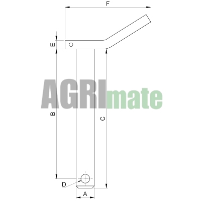 Technical drawing for HITCH PIN
Ø 19 MM – L 123 MM – BENT HANDLE