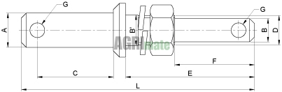 Technical drawing for DOUBLE PITON TO SCREW
CAT 2/1 – Ø 22 X 28 MM – L 197 MM – 1”1/8 UNC
