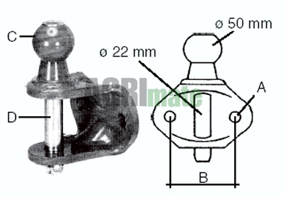 Technical drawing for HITCH BALL PIN
TOW BALL