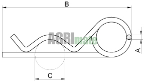 Technical drawing for DOUBLE WOUND R CLIP
Ø 5 x 116 mm – ( 10 PCS )