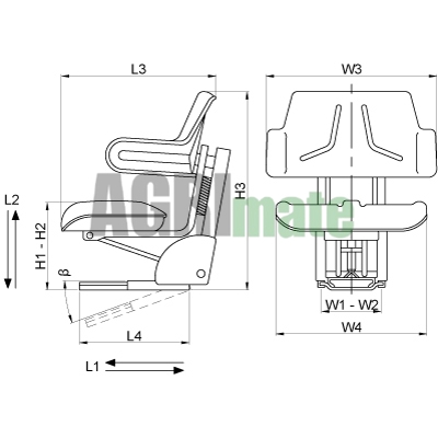 Technical drawing for MECHANICAL SUSPENSION SEAT
YELLOW