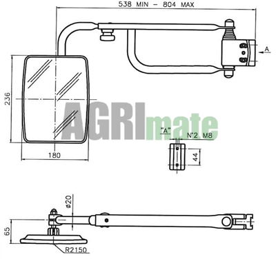 Technical drawing for MIRROR
235 x 180 mm – RIGHT / LEFT