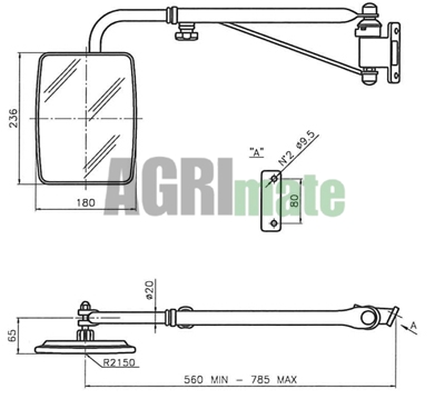 Technical drawing for MIRROR
236 x 180 mm – LEFT