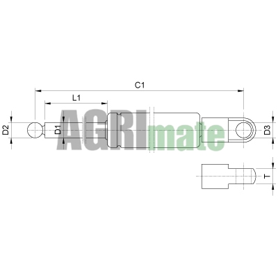 Technical drawing for GAS STRUT