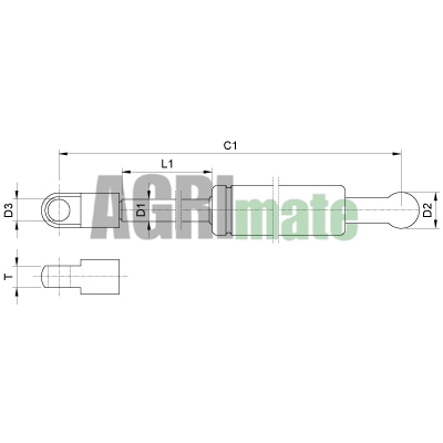 Technical drawing for GAS STRUT