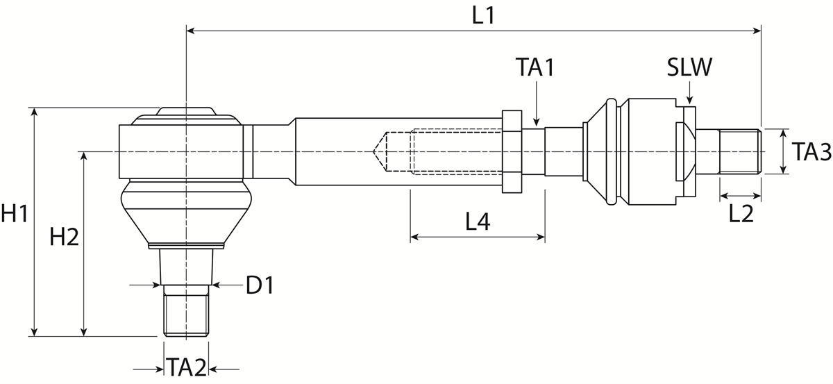 Technical drawing for TIE ROD + BALL JOINT