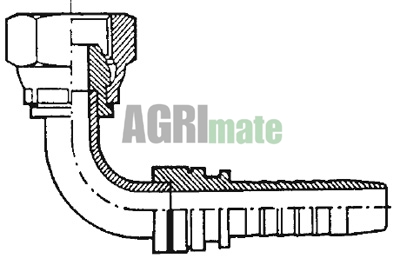 Technical drawing for SWAGE NIPPLE BSPP – FEMALE – 90°
1” – HOSE 3/4”