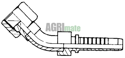 Technical drawing for SWAGE NIPPLE ORFS – FEMALE – 45°
9/16” – HOSE 1/4”
