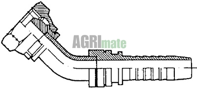Technical drawing for SWAGE NIPPLE METRIC 24° CONE L TYPE – FEMALE – 45°
M16 X 1.5 – HOSE 3/8”