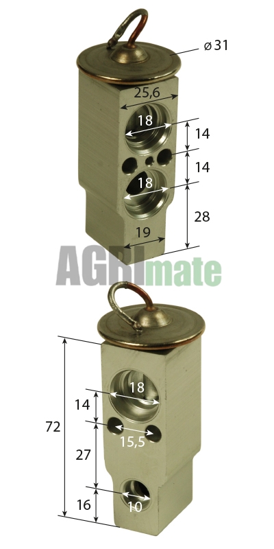 Technical drawing for AIRCONDITIONING EXPANSION VALVE
L 72 X 25.6 MM