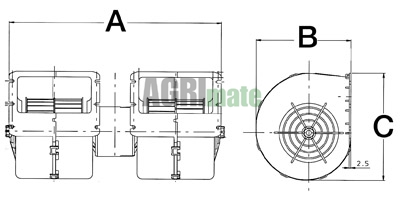 Technical drawing for BLOWER MOTOR