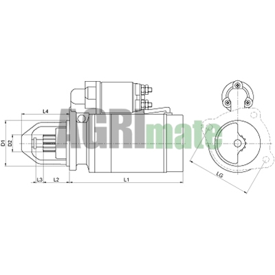 Technical drawing for STARTER
12 V – 4.2 kW – 10Z