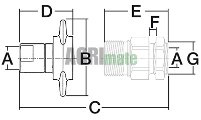 Technical drawing for QUICK COUPLING
1”BSP