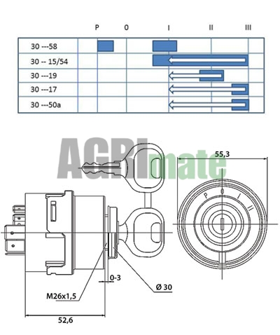 Technical drawing for IGNITION SWITCH