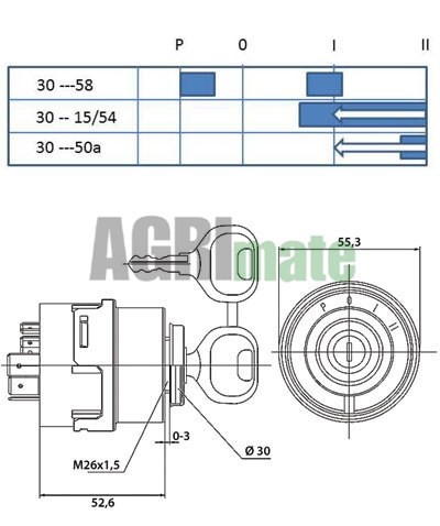 Technical drawing for IGNITION SWITCH