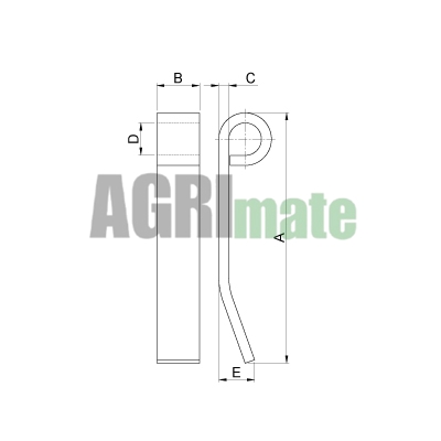 Technical drawing for FLAIL CENTRE
195 x 34 x 8 mm – Ø 26 mm
