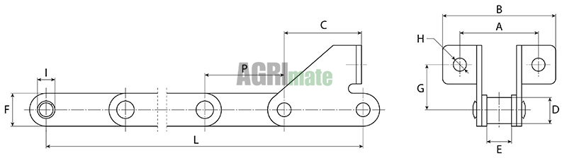 Technical drawing for ELEVATOR CHAIN
127 LINKS – 21 FIXING – 5258 MM