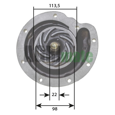 Technical drawing for WATER PUMP
IMPELLER Ø 98 MM