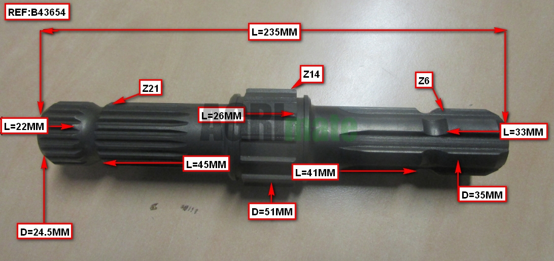 Technical drawing for PTO SHAFT
1” 3/8 – Z=6