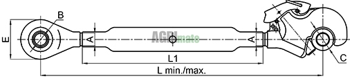 Technical drawing for TOP LINK WITH GREASE NIPPLES
CAT 3/3 – M36 x 4.0 – L 640/800 mm