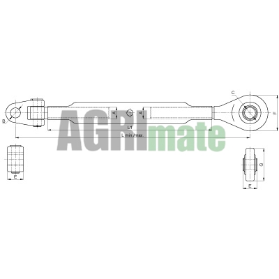 Technical drawing for TOP LINK
CAT 2/2 – M36 x 3.0 – L 560/810 mm
