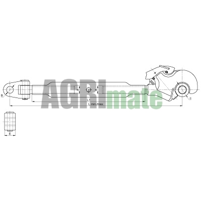 Technical drawing for TOP LINK WITH GREASE NIPPLES
CAT 2/3 – M36 x 3.0 – L 705/870 mm