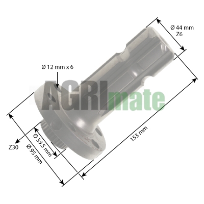 Technical drawing for PTO SHAFT
1” 3/4 – Z=6 – L 153 mm