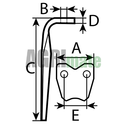 Technical drawing for POWER HARROW TINE
LH – 300 X 17 MM