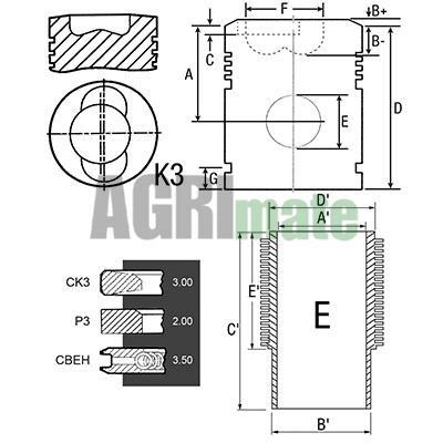 Technical drawing for PISTON-LINER KIT
Ø 100 MM