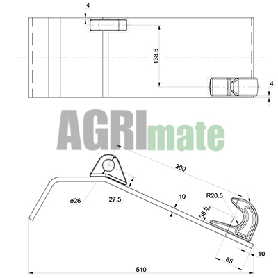 Technical drawing for HOOK ON PLATE SET
RH/LH