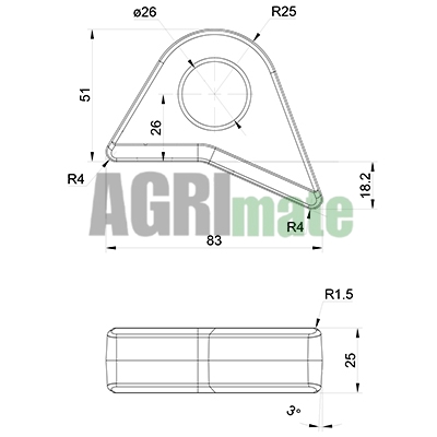 Technical drawing for FRONT LOADER BRACKET