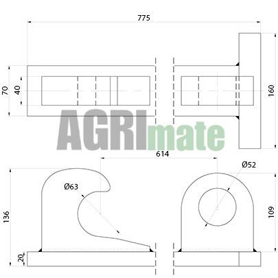 Technical drawing for LOADER BRACKET PAIR