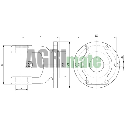 Technical drawing for STANDARD YOKE WITH FLANGE
6 x 10.2 – Ø 136 – W2400