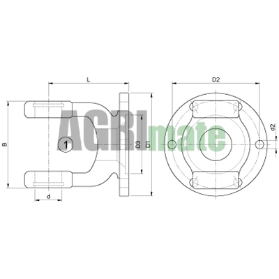 Technical drawing for STANDARD YOKE WITH FLANGE
8 x 10.2 – Ø 150 – W2500
