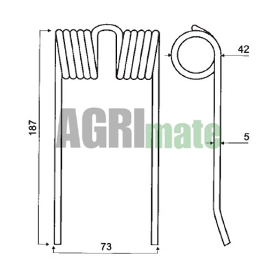 Technical drawing for PICK-UP TINE
190 x 74 x 5 mm