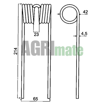 Technical drawing for PICK-UP TINE
213 x 66 x 4.5 mm