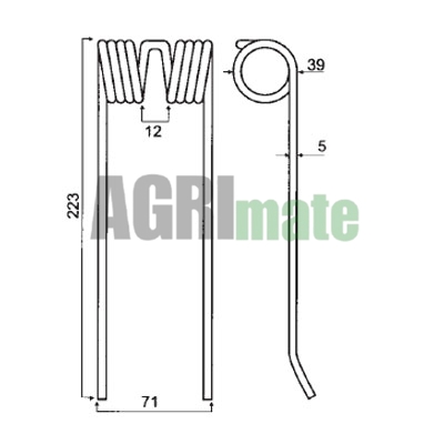 Technical drawing for PICK-UP TINE
223 x 71 x 5 mm