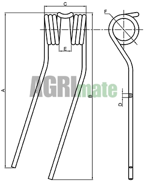 Technical drawing for ROTARY TEDDER TINE
L 441 mm – Ø 8 mm