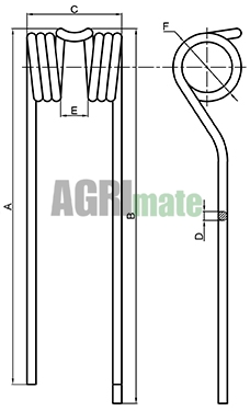 Technical drawing for ROTARY TEDDER TINE
L 330 mm – Ø 9 mm