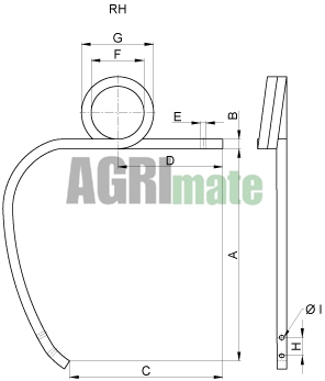 Technical drawing for DOUBLE COIL TINE – RIGHT
25 x 25 x 410 mm