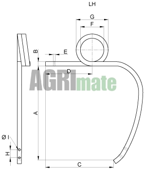 Technical drawing for DOUBLE COIL TINE – LEFT
25 x 25 x 410 mm