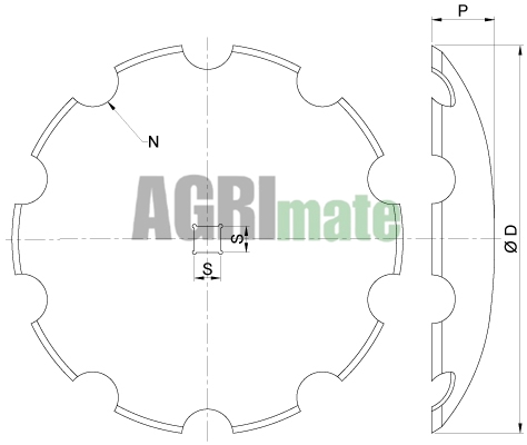 Technical drawing for NOTCHED COVER-CROP DISC
Ø 660 mm – SQUARE 41 mm