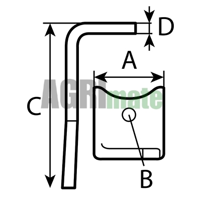 Technical drawing for POWER HARROW TINE
LH QUICK CHANGE FORGED – 318 X 25 MM