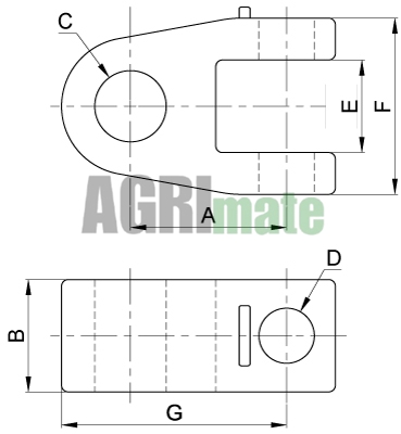 Technical drawing for FORK HEAD
CAT 3 – Ø 32.2 mm – L 67 mm