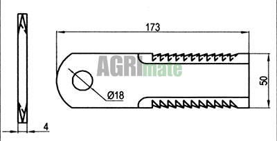 Technical drawing for STRAW CHOPPER KNIFE
173 X 50 X 4 MM – Ø 18.1 MM