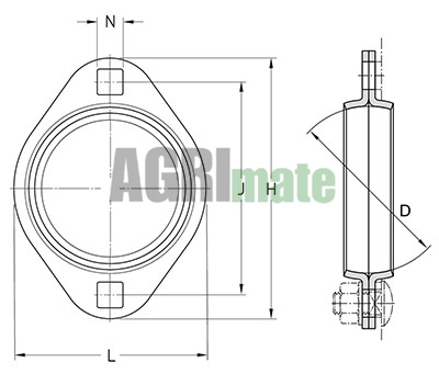 Technical drawing for STEEL OVAL FLANGED HOUSING
PFT 72