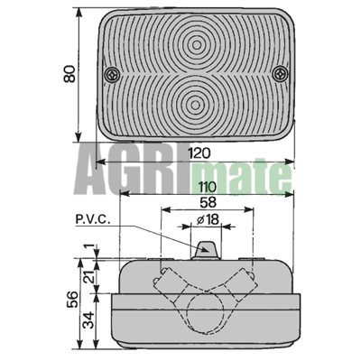 Technical drawing for COMBINATION FRONT LIGHT
120 X 80 MM